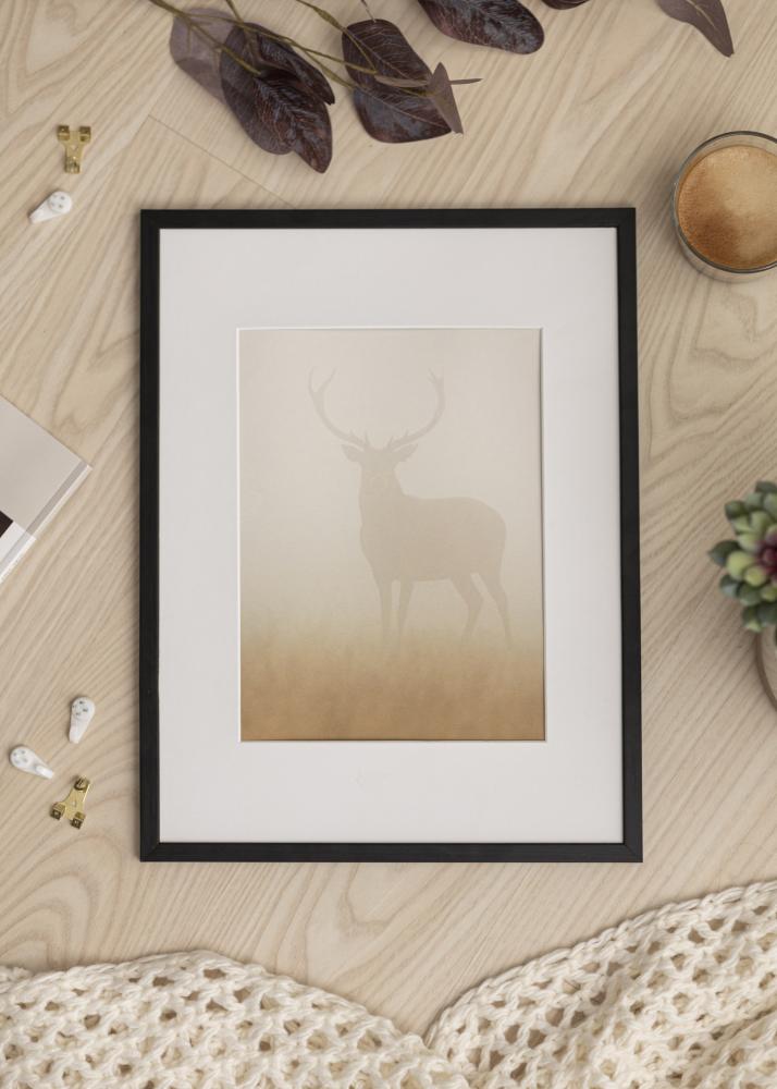 Ram med passepartou Frame Galant Black 50x60 cm - Picture Mount White 14x18 inches