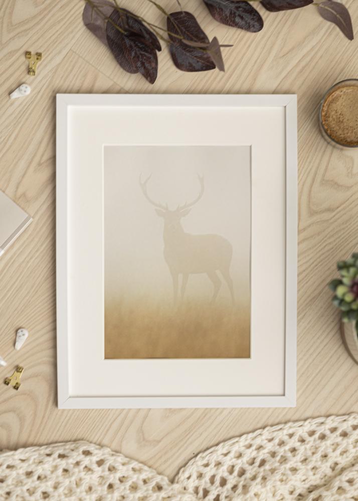 Ram med passepartou Frame Trendy White 24x30 cm - Picture Mount White 7x9 inches