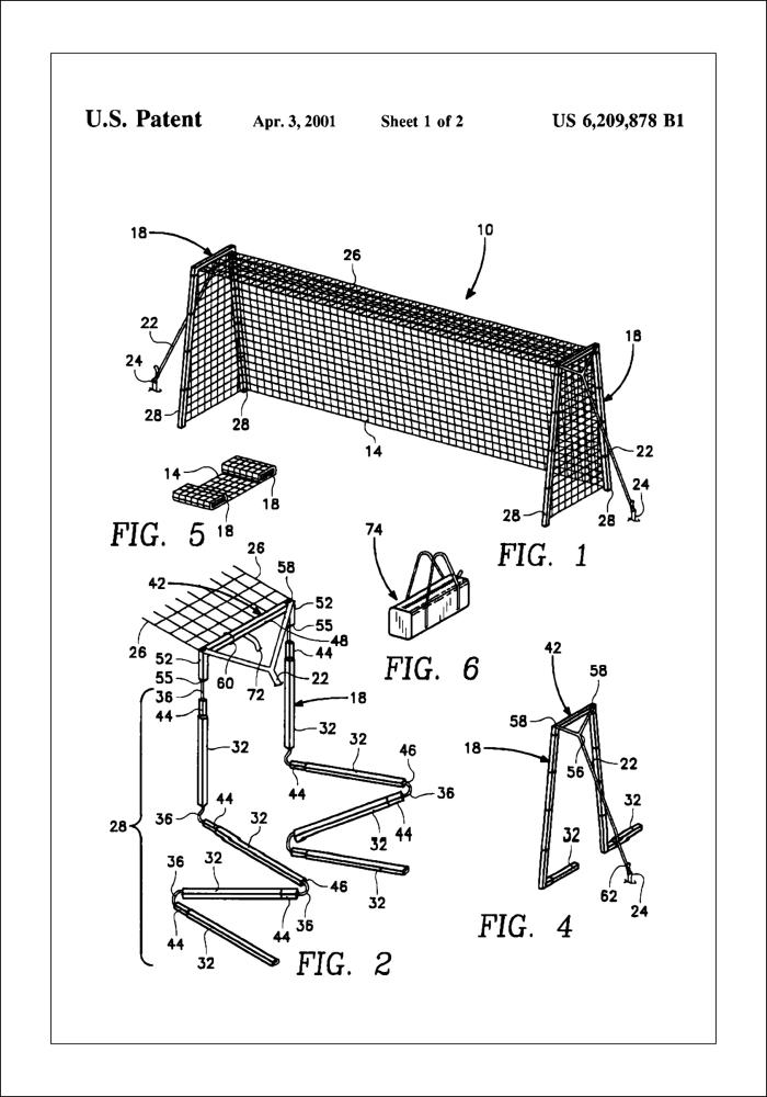 Bildverkstad Patent Print - Soccer Goal - White Poster