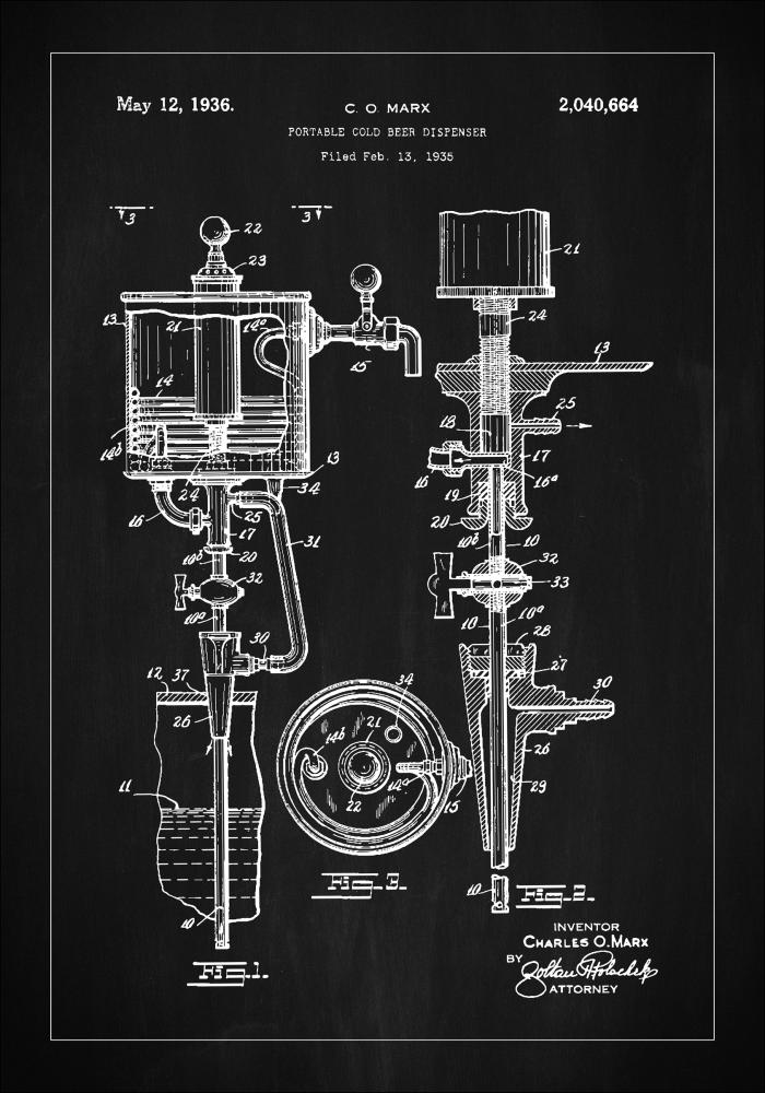 Bildverkstad Patent Print - Portable Cold Beer Dispenser - Black Poster