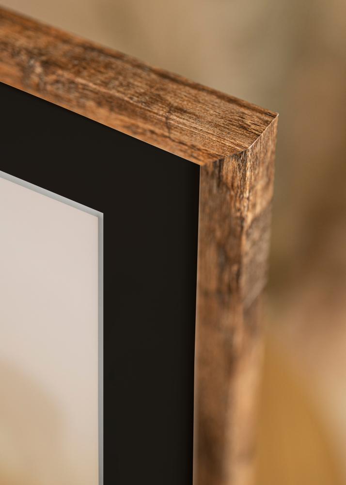 Ram med passepartou Frame Fiorito Washed Oak 42x59.4 cm (A2) - Picture Mount Black 25x38 cm