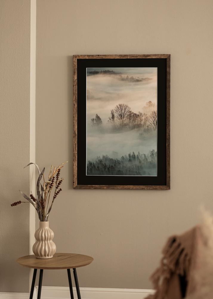 Ram med passepartou Frame Fiorito Washed Oak 42x59.4 cm (A2) - Picture Mount Black 25x38 cm