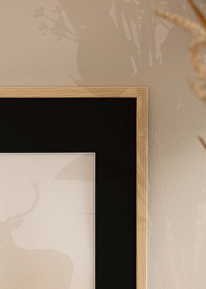 Ram med passepartou Frame Galant Oak 45x60 cm - Picture Mount Black 12x18 inches