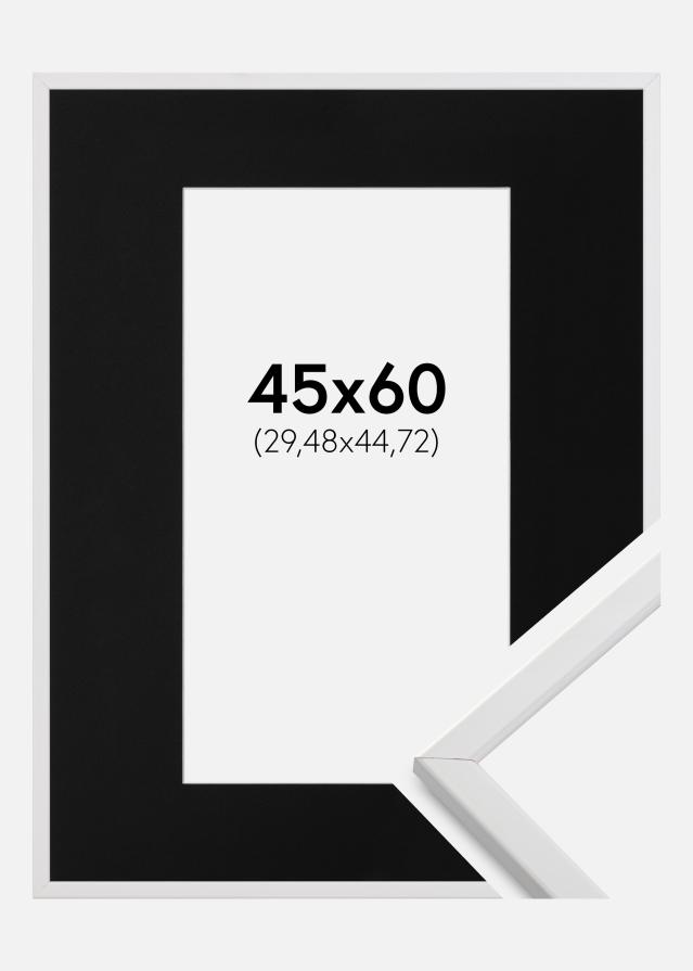 Ram med passepartou Frame Galant White 45x60 cm - Picture Mount Black 12x18 inches