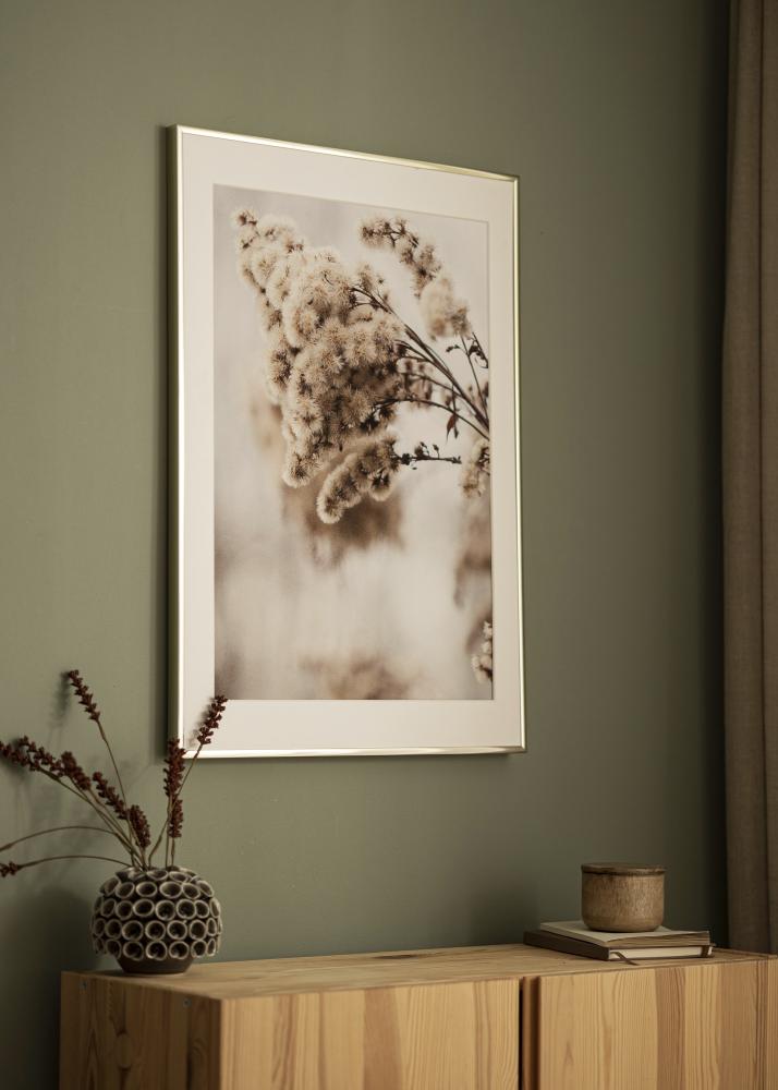 Ram med passepartou Frame Aluminium Shiny Gold 30x40 cm - Picture Mount White 21x29,7 cm (A4)