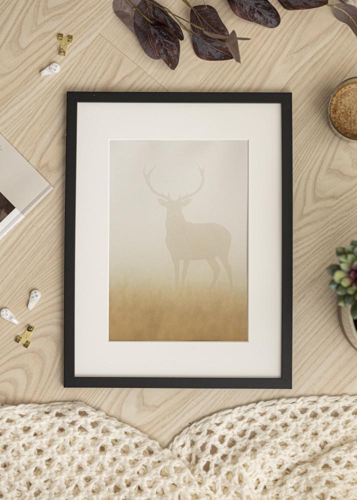 Ram med passepartou Frame Trendy Black 24x30 cm - Picture Mount White 7x9 inches