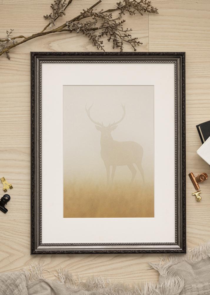 Ram med passepartou Frame Abisko Silver 35x50 cm - Picture Mount White 24x30 cm