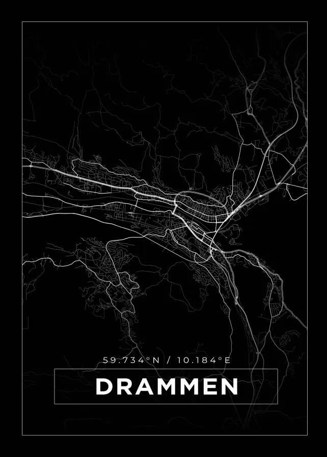 Bildverkstad Map - Drammen - Black Poster