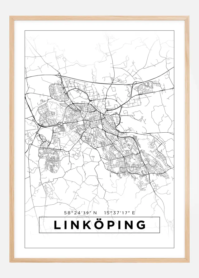 Bildverkstad Map - Linköping - White Poster