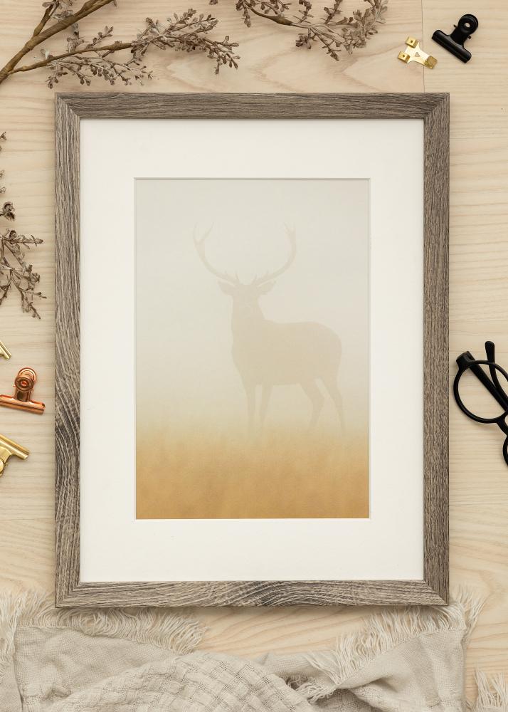 Ram med passepartou Frame Fiorito Walnut 50x70 cm - Picture Mount White 40x60 cm