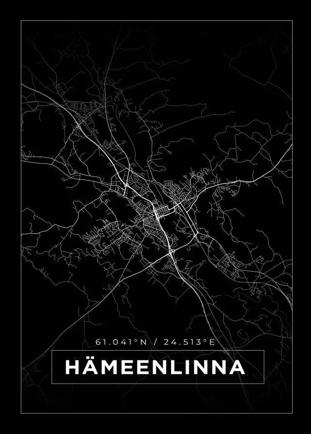 Bildverkstad Map - Hämeenlinna - Black Poster