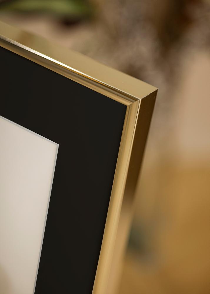 Ram med passepartou Frame Aluminium Shiny Gold 70x100 cm - Picture Mount Black 62x85 cm