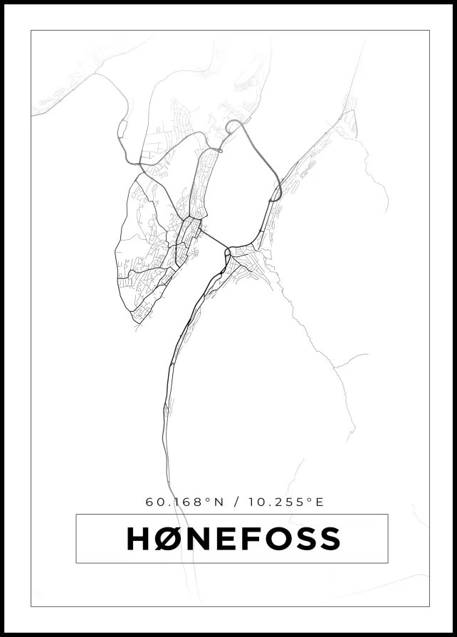 Bildverkstad Map - Hønefoss - White Poster