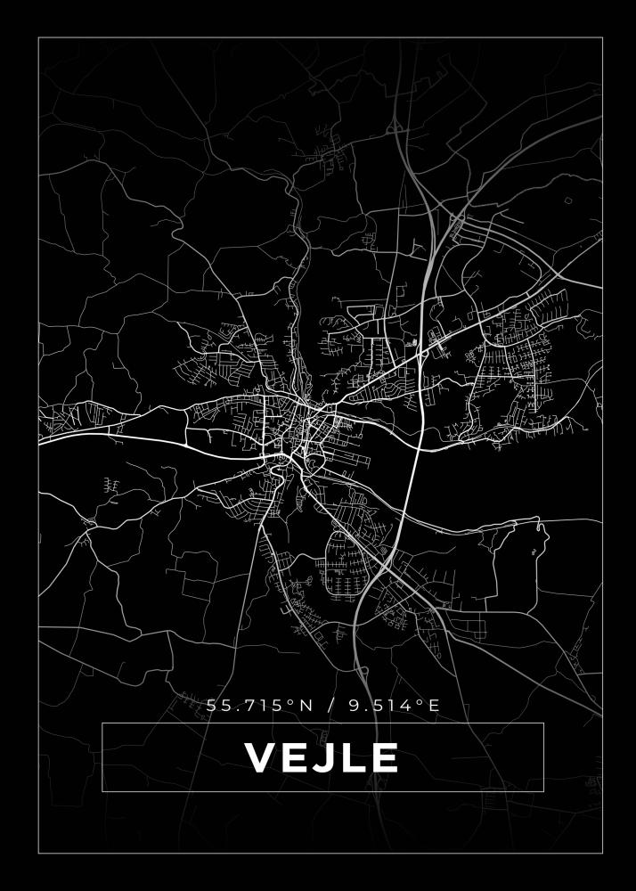 Bildverkstad Map - Vejle - Black Poster