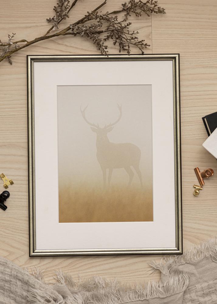 Ram med passepartou Frame Horndal Silver 30x40 cm - Picture Mount White 8x12 inches