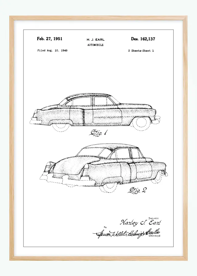 Bildverkstad Patent drawing - Cadillac I Poster