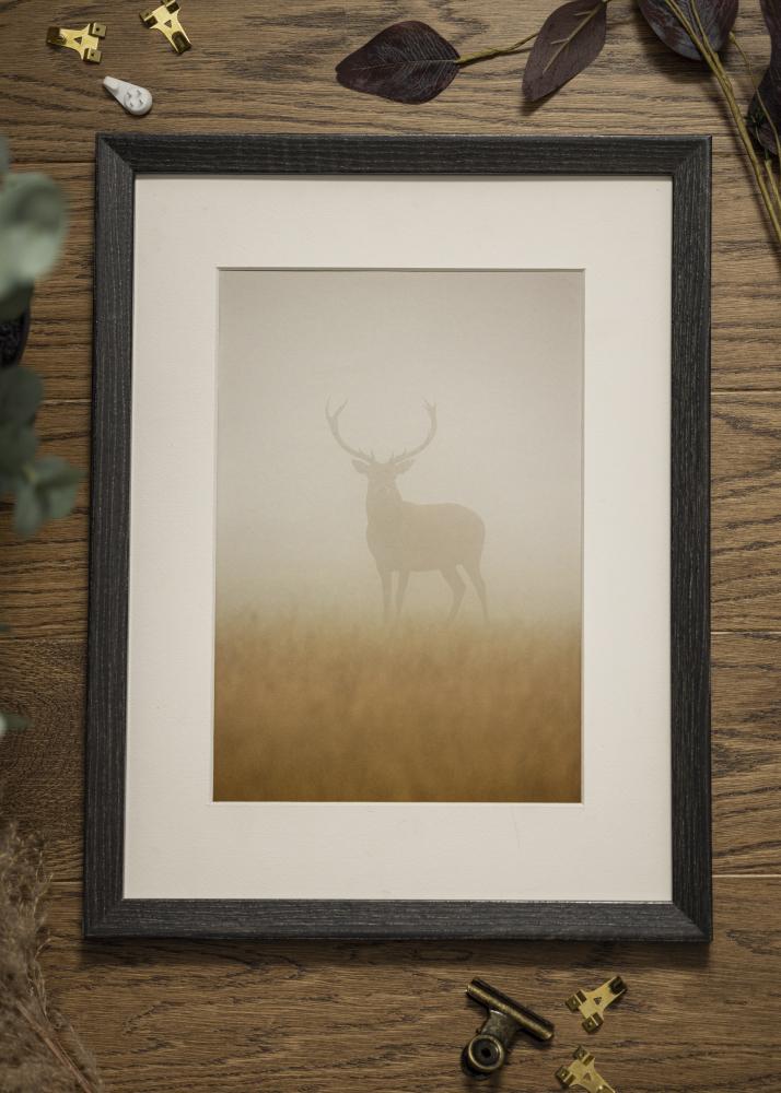 Ram med passepartou Frame Fiorito Dark Grey 40x50 cm - Picture Mount White 27.5x37 cm