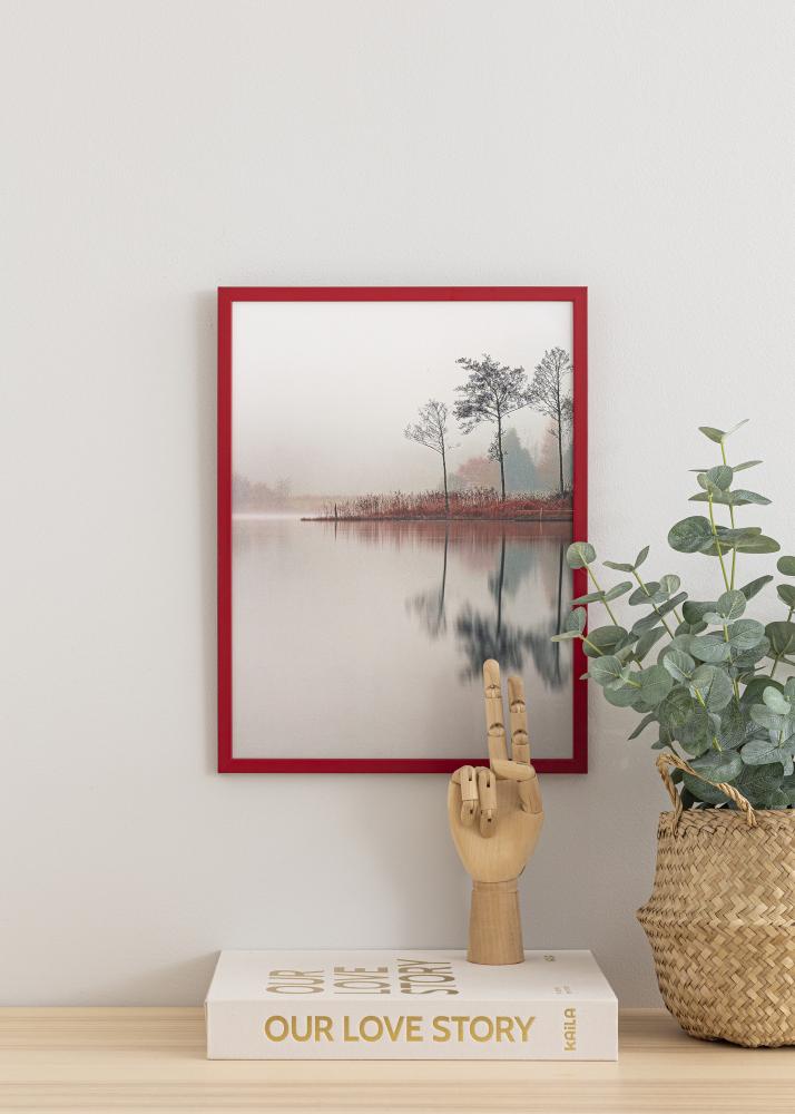 Ram med passepartou Frame Edsbyn Red 50x70 cm - Picture Mount Black 33x56 cm