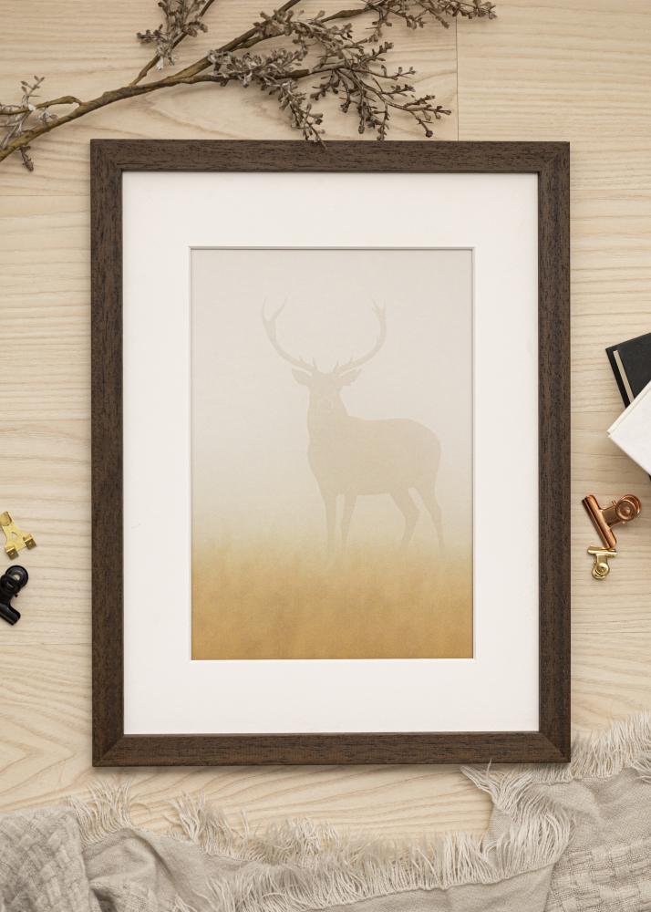 Ram med passepartou Frame Brown Wood 30x30 cm - Picture Mount White 8x8 inches