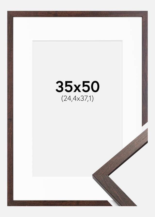 Ram med passepartou Frame Trendy Walnut 35x50 cm - Picture Mount White 10x15 inches