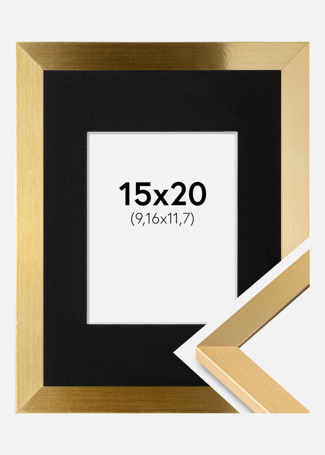 Ram med passepartou Frame Selection Gold 15x20 cm - Picture Mount Black 4x5 inches