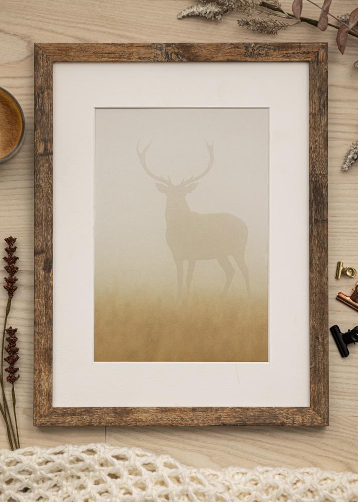 Ram med passepartou Frame Fiorito Washed Oak 40x50 cm - Picture Mount White 27,5x37 cm