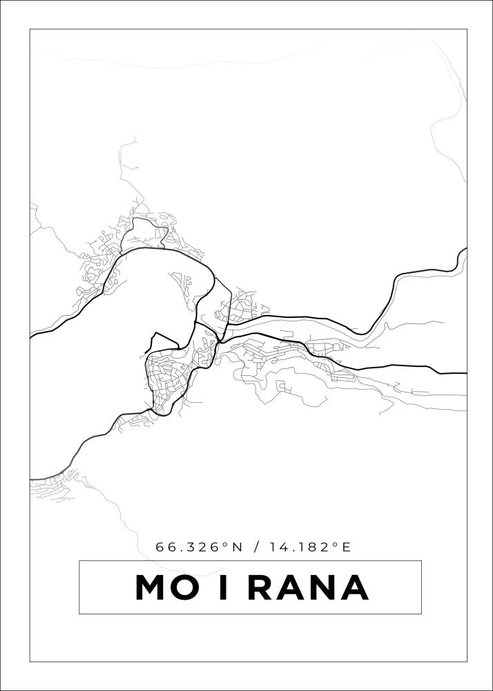 Bildverkstad Map - Mo I Rana - White Poster