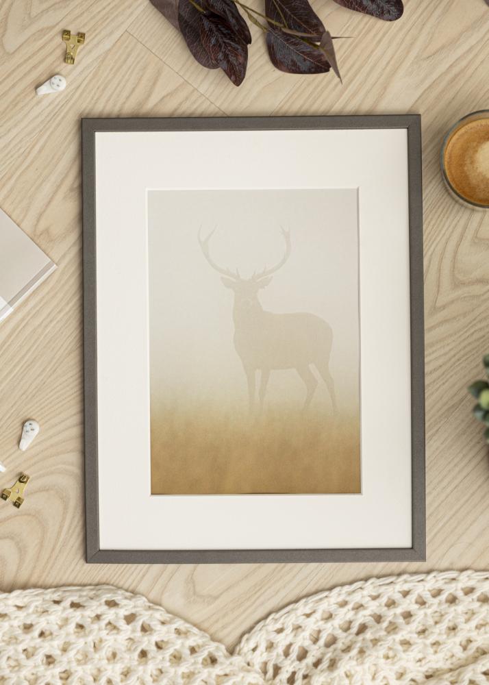 Ram med passepartou Frame Edsbyn Graphite 40x70 cm - Picture Mount White 28x58 cm