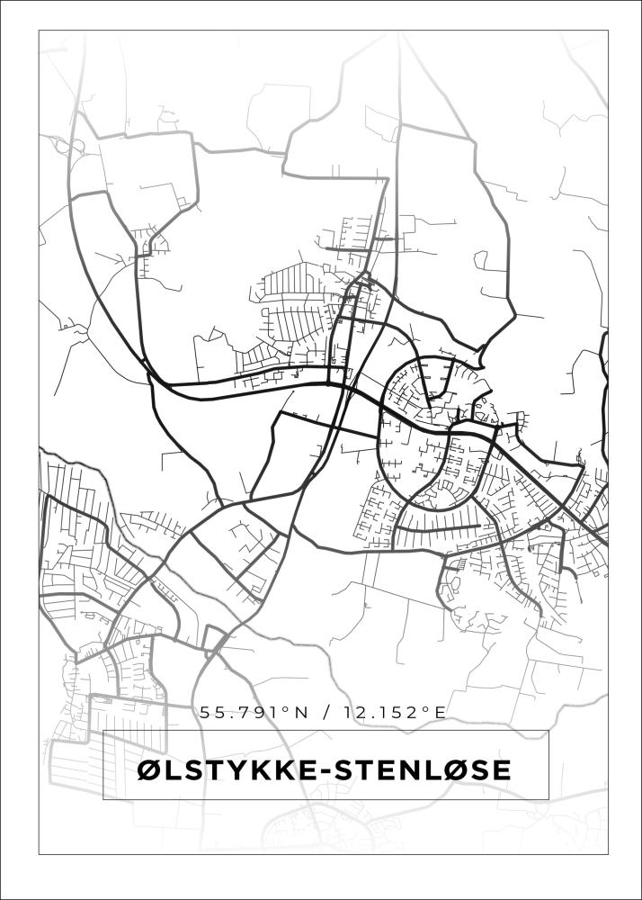 Bildverkstad Map - Ølstykke-Stenløse - White Poster