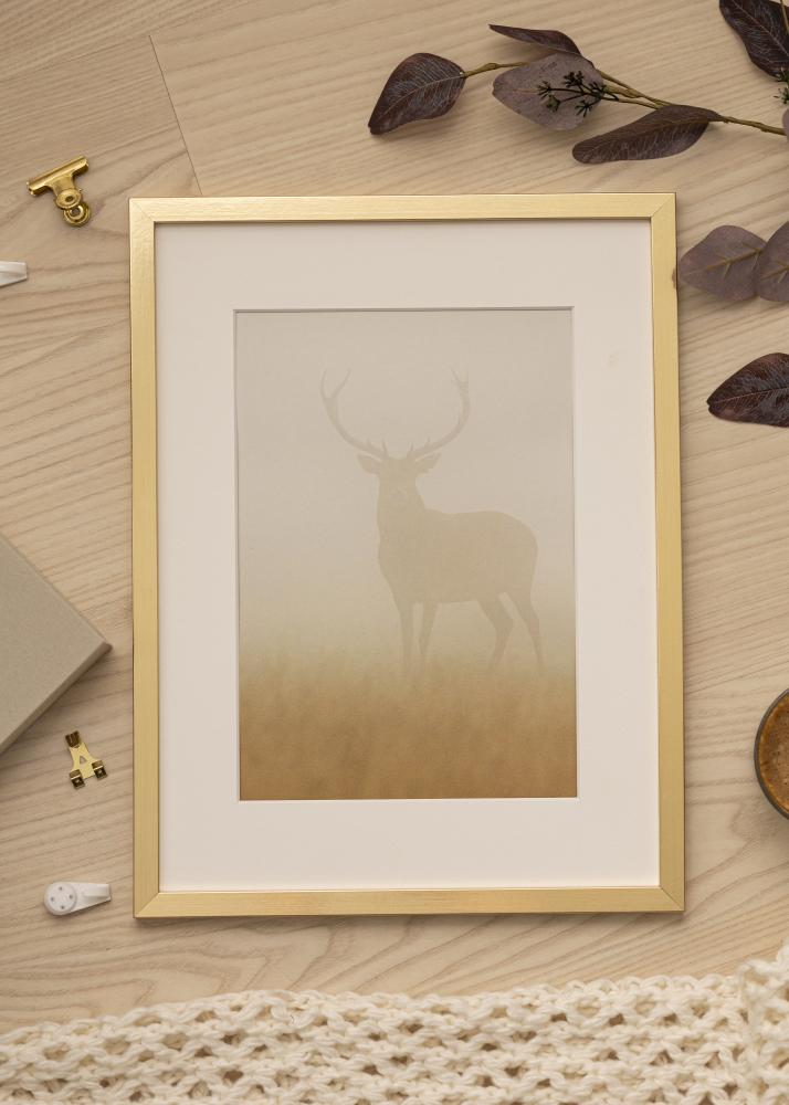 Ram med passepartou Frame Trendy Gold 24x30 cm - Picture Mount White 7x9 inches