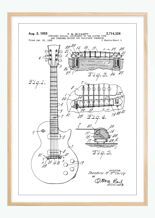 Bildverkstad Patent drawing - Electric guitar I Poster