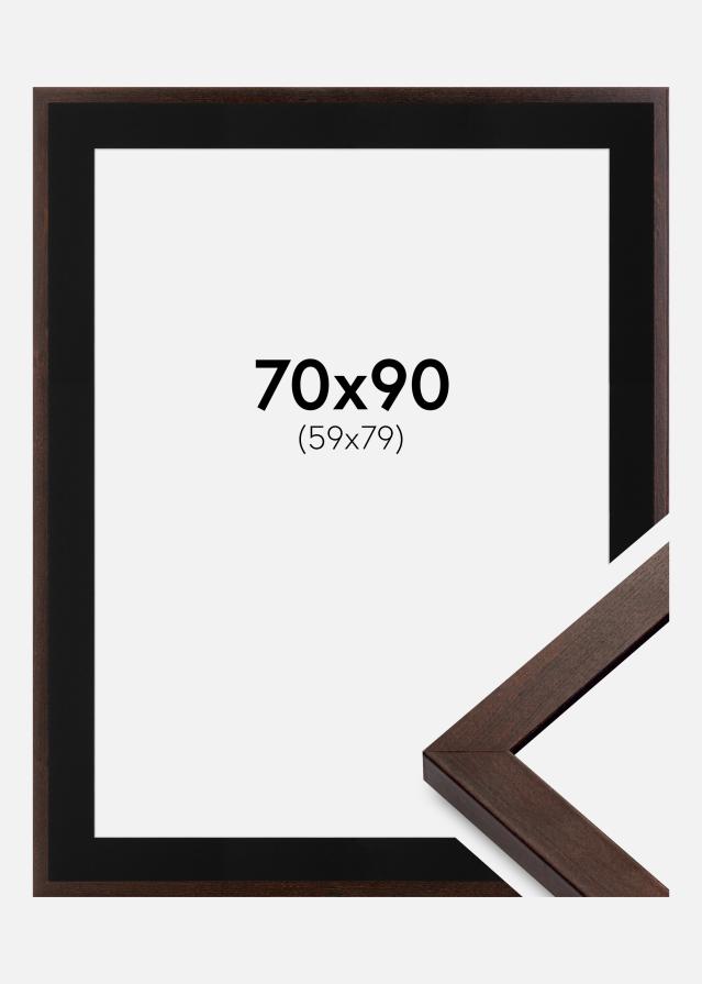 Ram med passepartou Frame Selection Walnut 70x90 cm - Picture Mount Black 60x80 cm