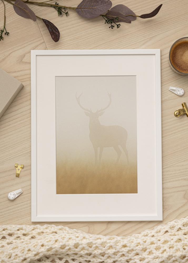 Ram med passepartou Frame Kaspar White 30x40 cm - Picture Mount White 21x29.7 cm (A4)