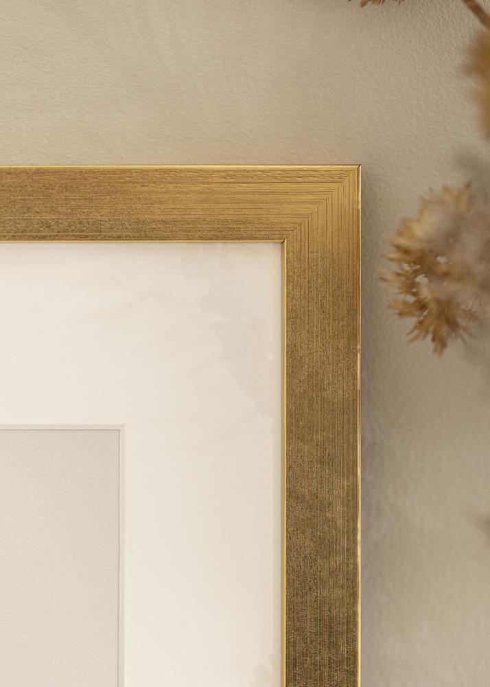 Ram med passepartou Frame Gold Wood 70x100 cm - Picture Mount White 24x36 inches