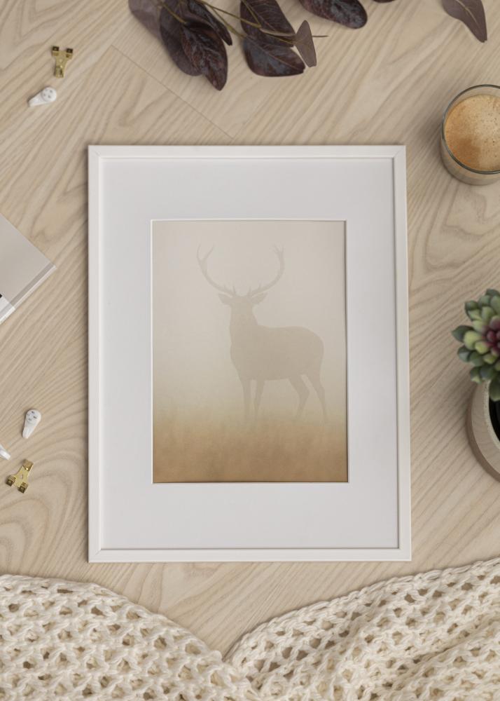 Ram med passepartou Frame Galant White 40x50 cm - Picture Mount White 29,7x42 cm (A3)