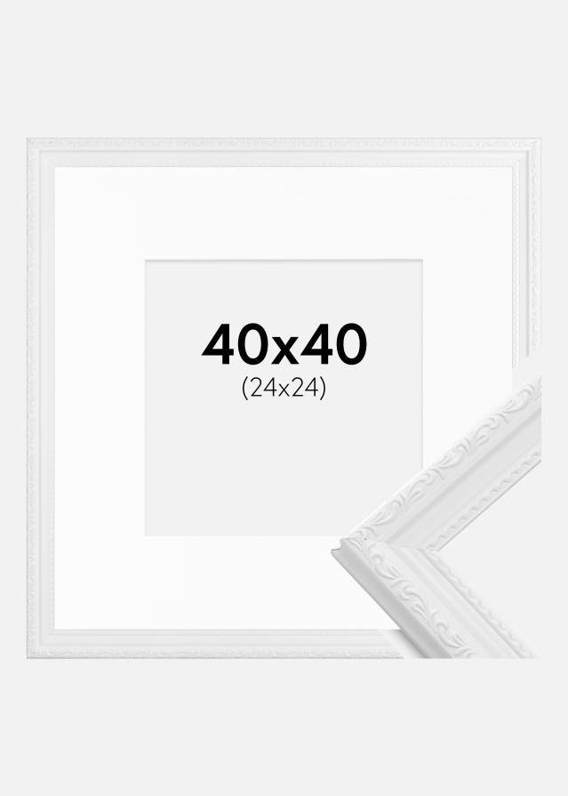 Ram med passepartou Frame Abisko White 40x40 cm - Picture Mount White 25x25 cm