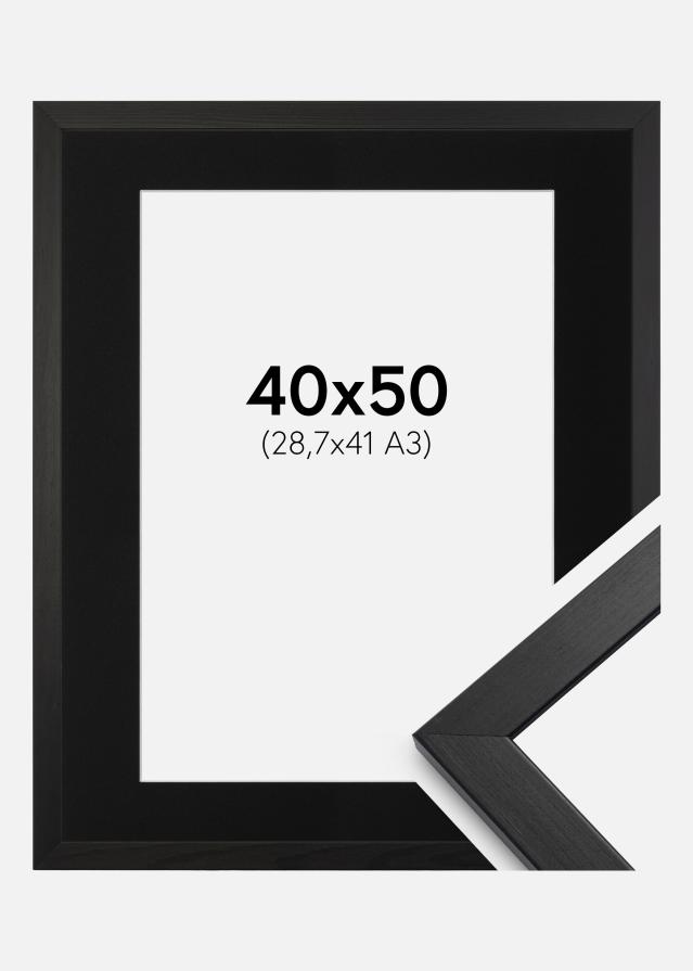 Ram med passepartou Frame Stilren Black 40x50 cm - Picture Mount Black 29.7x42 cm