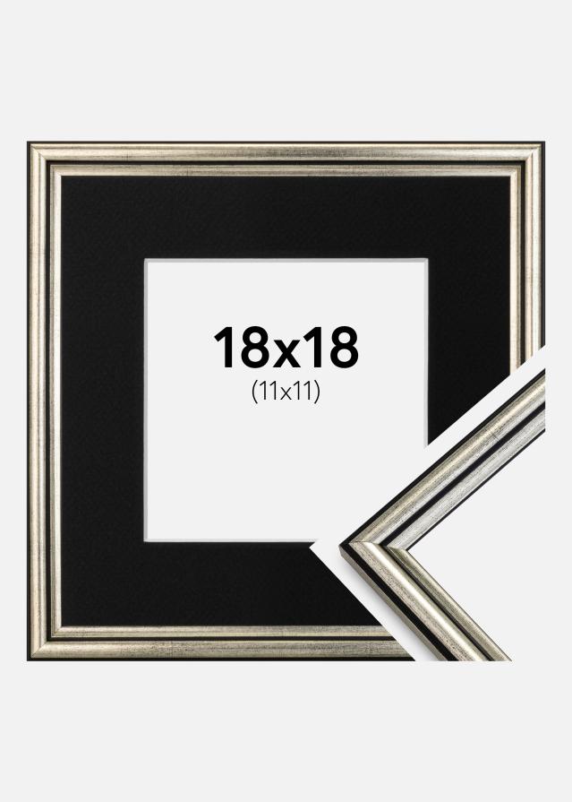 Ram med passepartou Frame Horndal Silver 18x18 cm - Picture Mount Black 12x12 cm