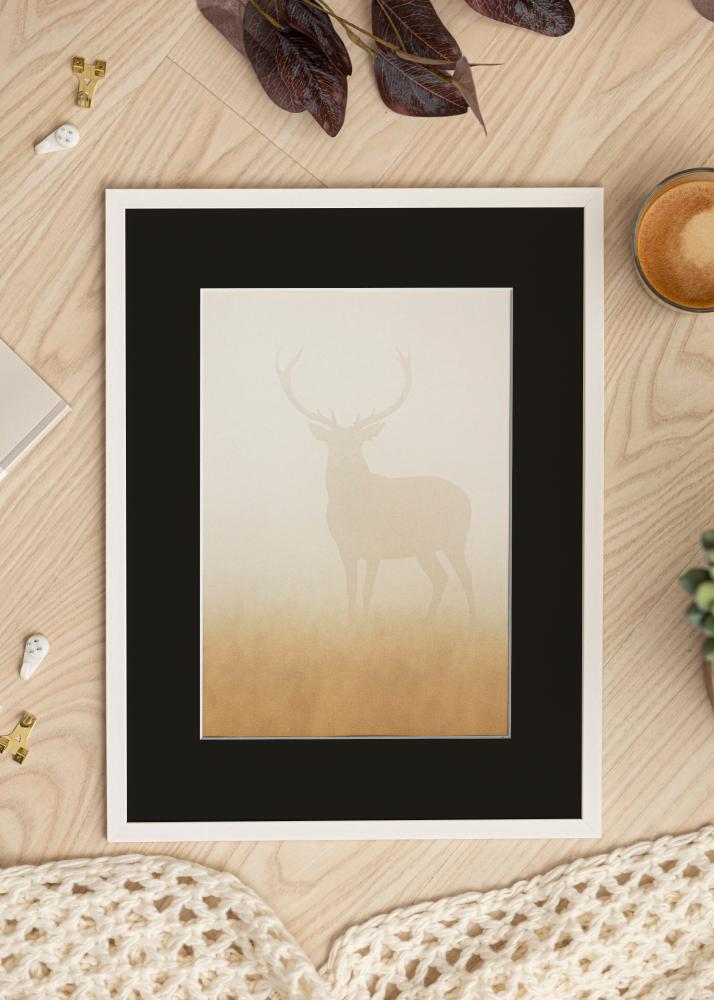 Ram med passepartou Frame Edsbyn White 50x70 cm - Picture Mount Black 33x56 cm