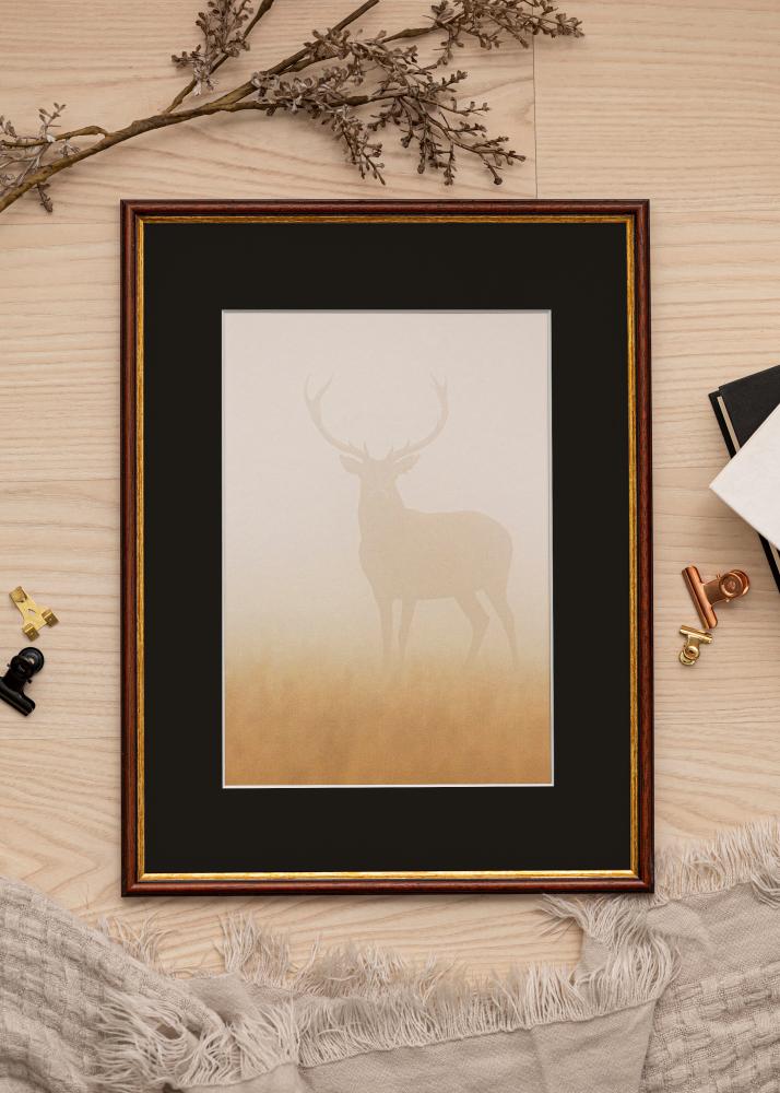 Ram med passepartou Frame Horndal Brown 18x18 cm - Picture Mount Black 12x12 cm