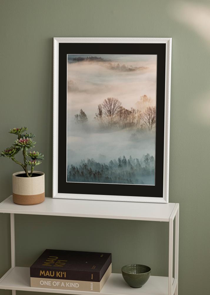 Ram med passepartou Frame Abisko White 50x70 cm - Picture Mount Black 33x56 cm