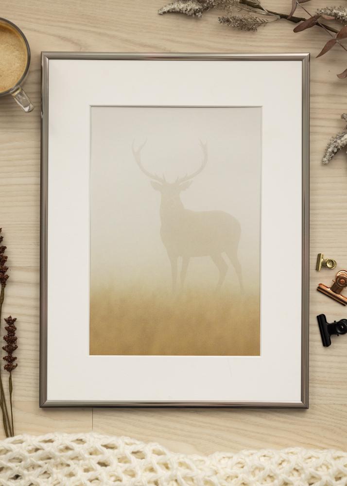 Ram med passepartou Frame New Lifestyle Steel 50x70 cm - Picture Mount White 16x24 inches