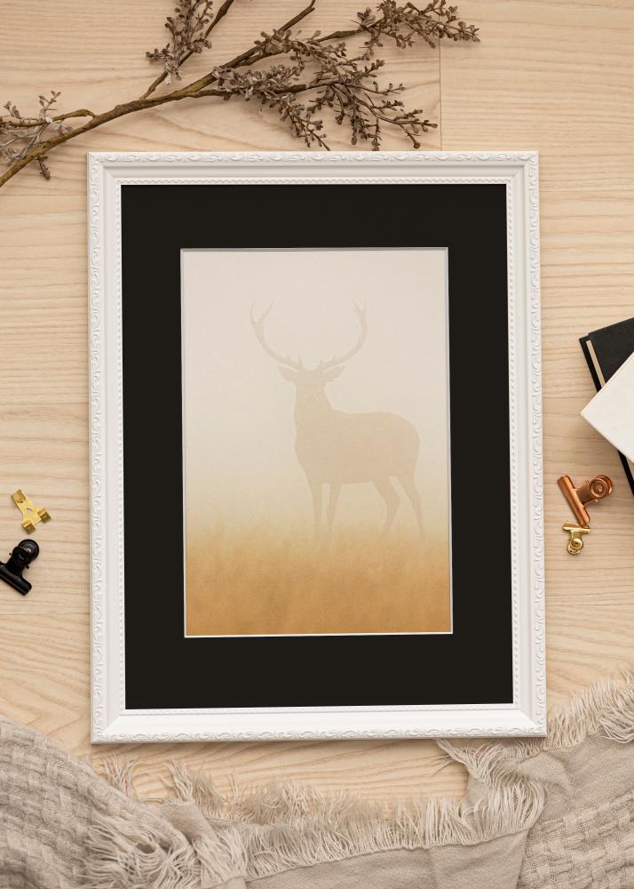 Ram med passepartou Frame Abisko White 50x70 cm - Picture Mount Black 33x56 cm