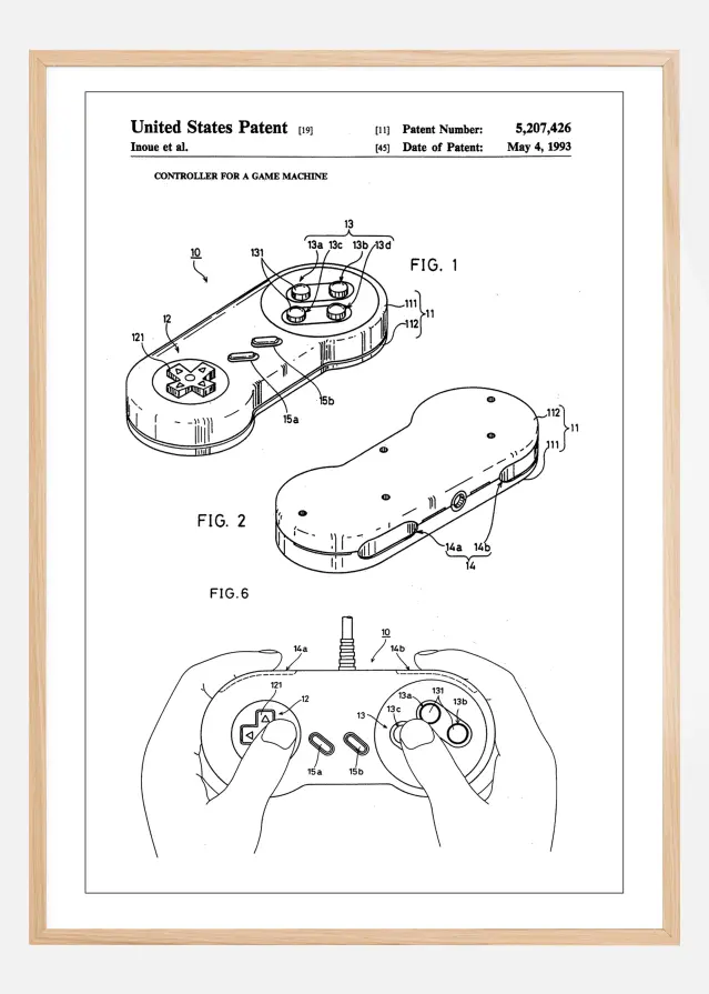 Bildverkstad Patent Print - Game Controller I - White Poster