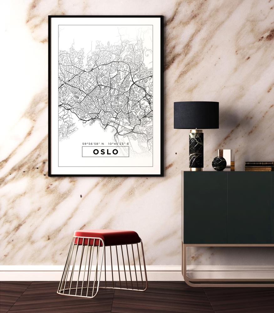 Bildverkstad Map - Oslo - White Poster