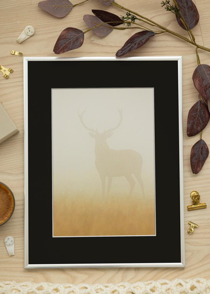 Ram med passepartou Frame New Lifestyle Silver 30x40 cm - Picture Mount Black 20x30 cm