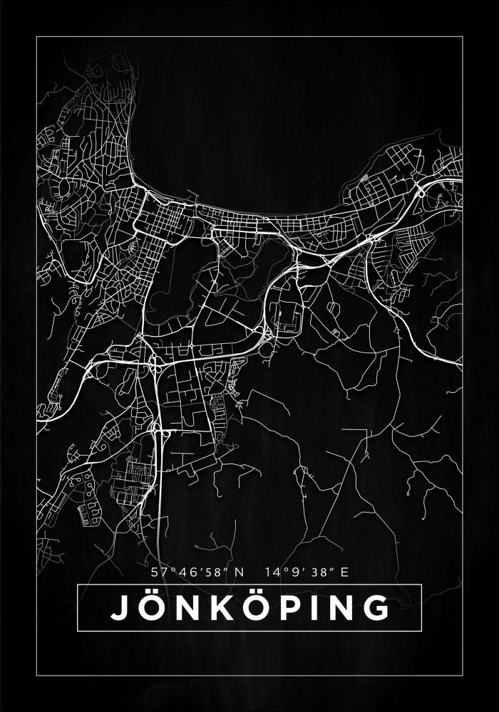 Bildverkstad Map - Jönköping - Black Poster