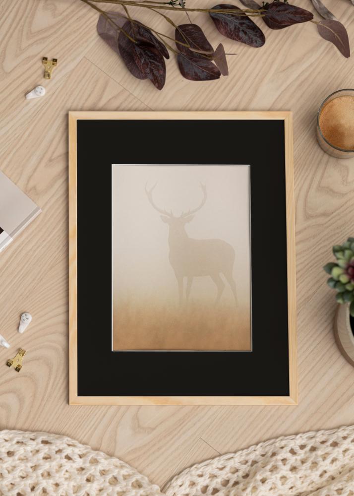 Ram med passepartou Frame Galant Pine 45x60 cm - Picture Mount Black 12x18 inches