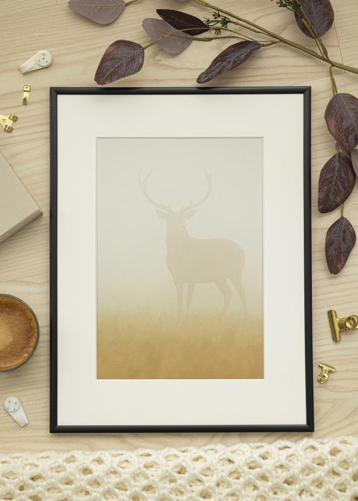 Ram med passepartou Frame New Lifestyle Matt Black 50x70 cm - Picture Mount White 16x24 inches