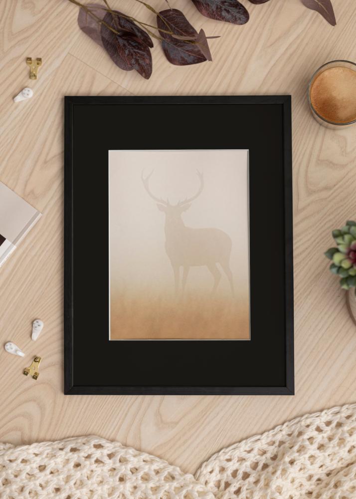 Ram med passepartou Frame Galant Black 45x60 cm - Picture Mount Black 12x18 inches